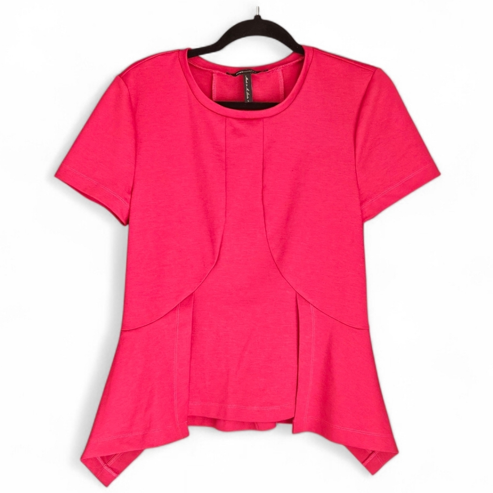 BCBGMAXAZRIA Raspberry Red Structured Peplum Top - Size Large